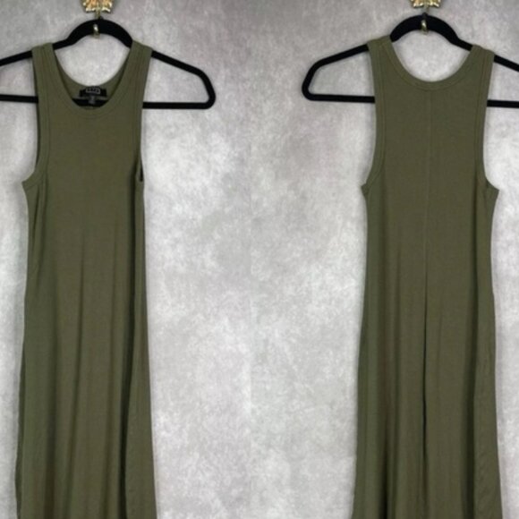 AYR The Metro Ribbed Knit Stretch Jersey Tank Midi Dress In Green Juice Size S - Picture 2 of 4